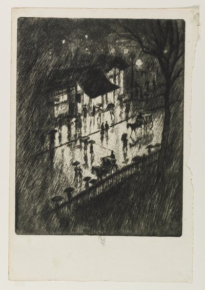 Rainy Night, Charing Cross Shops, 1903 by Joseph Pennell