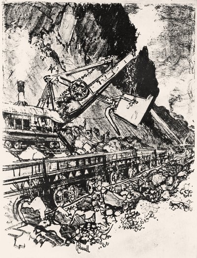 Steam Shovel Work: Culebra Cut, plate XIV from The Panama Canal by Joseph Pennell by Joseph Pennell