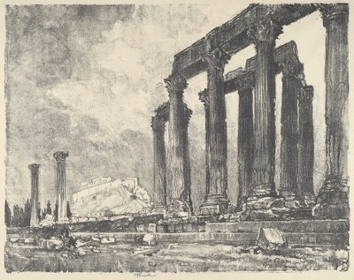 The Acropolis from the Temple of Jupiter, Athens by Joseph Pennell