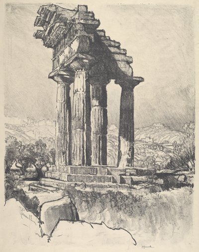 The Columns of Castor and Pollux, Girgenti by Joseph Pennell
