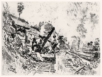 The Cut at Bas Obispo, plate XI from The Panama Canal by Joseph Pennell by Joseph Pennell