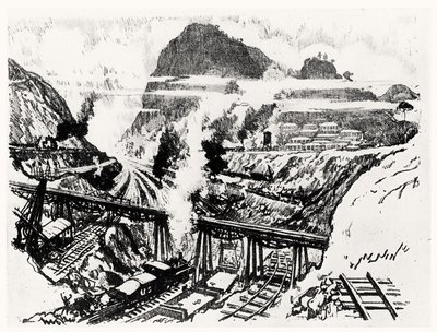 The Cut at Paraiso, plate XVI from The Panama Canal by Joseph Pennell by Joseph Pennell