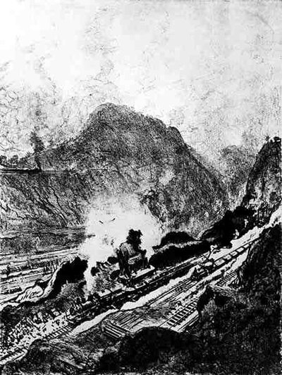 The Cut from Culebra, plate XIII from The Panama Canal by Joseph Pennell by Joseph Pennell