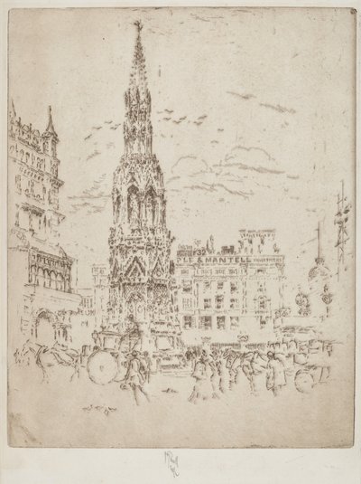 The Elinor Cross, in Front of Charing Cross Railway Station by Joseph Pennell