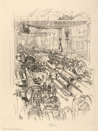 The English War Series: W. 441. The Gun Shop by Joseph Pennell