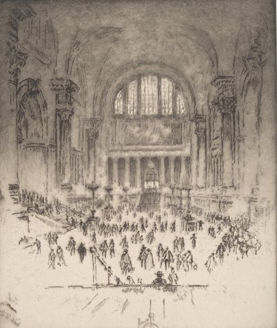 The Marble Hall, Pennsylvania Station, New York, 1919 by Joseph Pennell