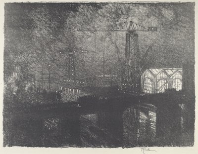 The Shops at Night, Changing Shifts by Joseph Pennell