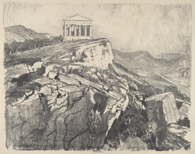 The Temple of Concord on the Wall, Girgenti by Joseph Pennell