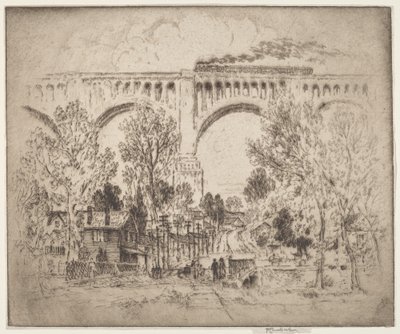 The Viaduct, D., L. & W. at Nicholson, Pa. by Joseph Pennell