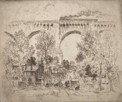 The Viaduct, D., L. & W. at Nicholson, Pa. by Joseph Pennell