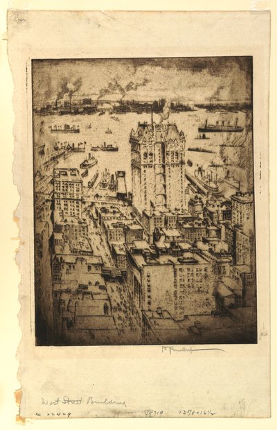 The West Street Building from the Singer Building by Joseph Pennell