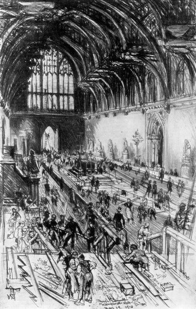 The Workmen in Possession, Westminster Hall, London, 1910 by Joseph Pennell