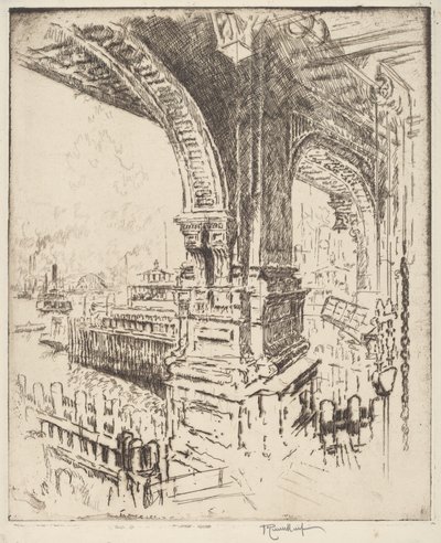 Within the Ferry, Cortlandt Street, New York by Joseph Pennell