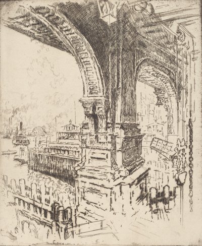 Within the Ferry, Cortlandt Street, New York by Joseph Pennell