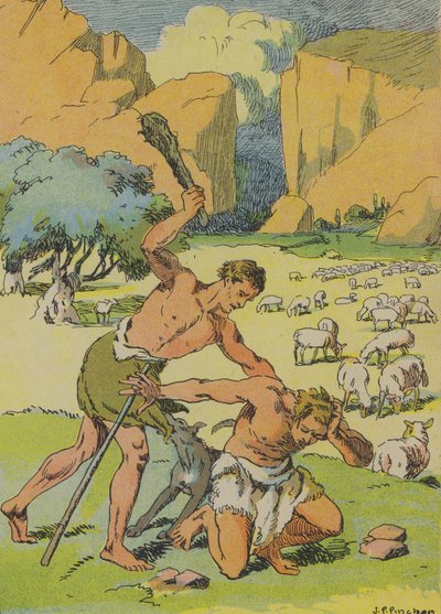 Cain murdering Abel by Joseph Porphyre Pinchon