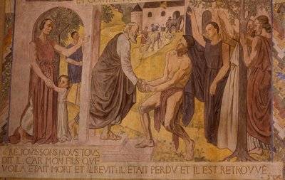 The Prodigal Son. Fresco in the Cathedral of Nanterre by Joseph Radan