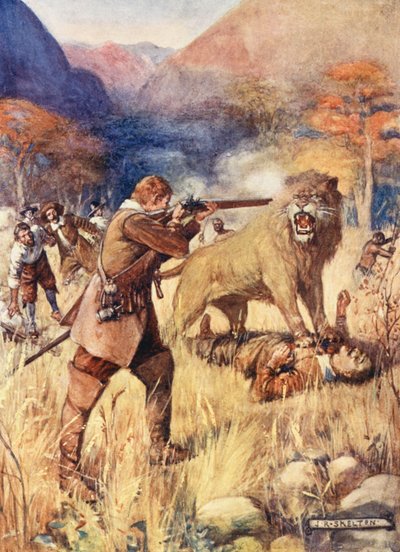A Large Lion Sprang Upon One of the Men by Joseph Ratcliffe (after) Skelton