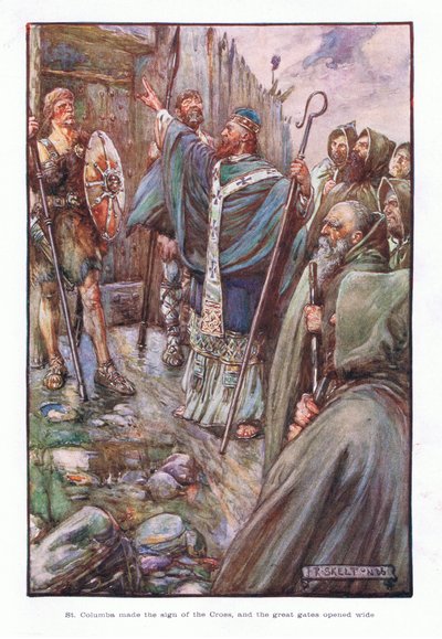 St Columba made the sign of the cross, and the great gates opened wide by Joseph Ratcliffe Skelton