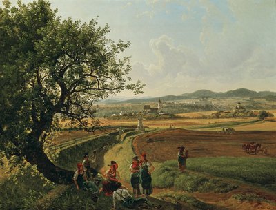 View of the Emmersdorf Estate and Rothenhof Castle with Melk Abbey in the Background by Joseph Rebell