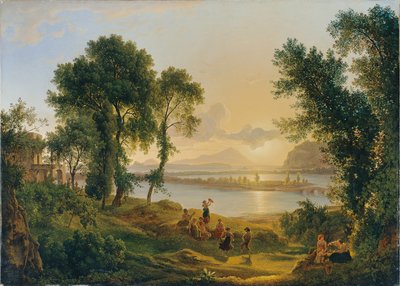 Sunset over the Phlegraean Fields towards the Islands of Procida and Ischia by Joseph Rebell