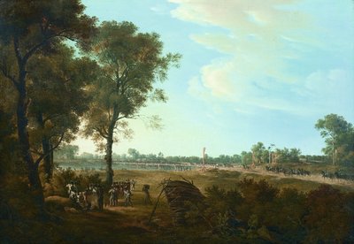 Scene from the Napoleonic Wars: The Beginning of the Bridgehead in Lobau by Joseph Rebell