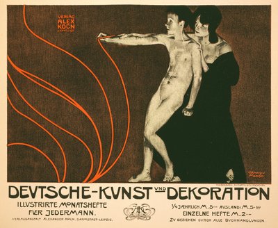 Reproduction of a poster advertising Deutsche Kunst und Dekoration, a monthly illustrated review for everyone, 1898 by Joseph Rudolf Witzel