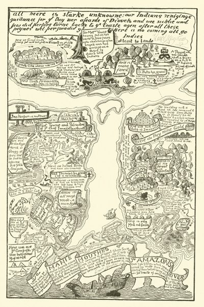 Map of the Turbid Amazon in Red and Black by Joseph Rudyard (after) Kipling