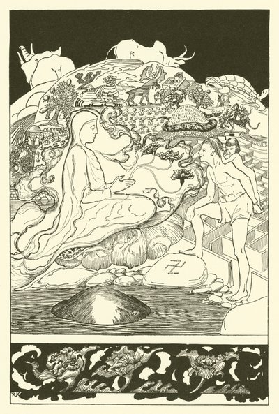 Pau Amma the Crab Running Away While the Eldest Magician Was Talking to the Man and His Little Girl Daughter by Joseph Rudyard (after) Kipling