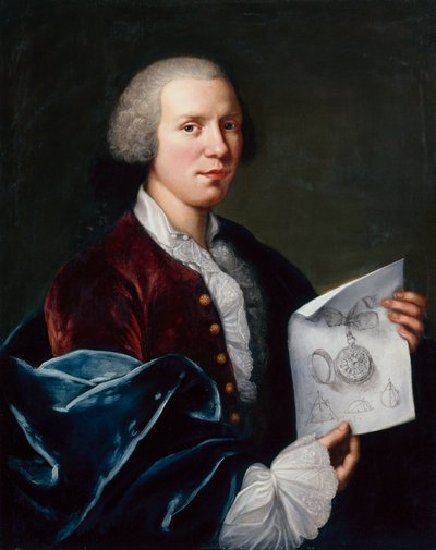 Portrait of Ferdinand Berthoud Holding a Parchment by Joseph Siffred Duplessis