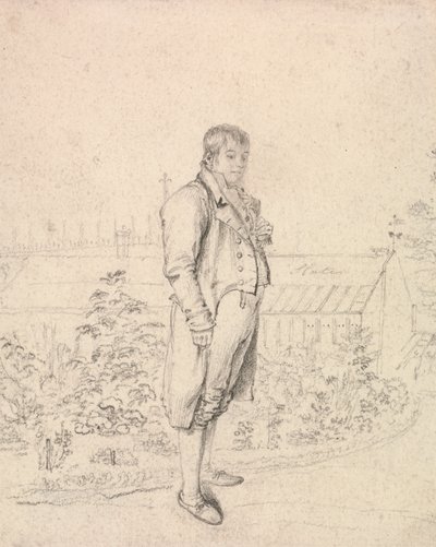 A Sketch of Sir Walter Scott in a Garden by Joseph Slater