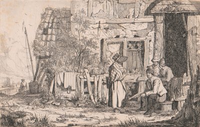Cottage with People by Joseph Stannard