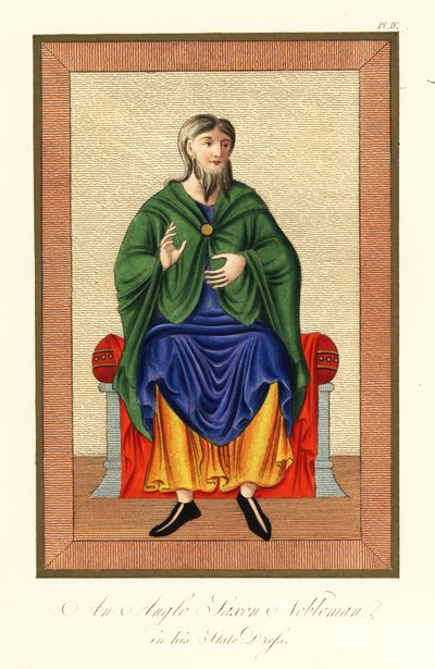 Anglo-Saxon nobleman in his state dress, 8th century,1845 by Joseph Strutt