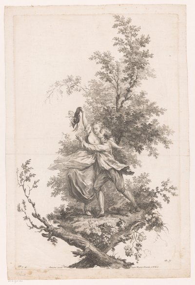 Man and Woman Embracing with a Hat Full of Grapes by Joseph Wagner (possibly)