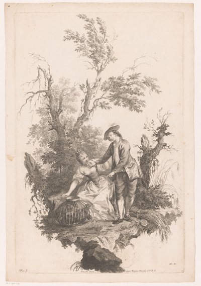 Man and Woman with a Basket of Poultry (series title: Four Seasons) by Joseph Wagner (possibly)