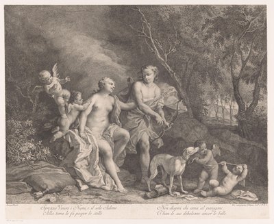 Venus and Adonis as Lovers with Four Putti by Joseph Wagner (possibly)
