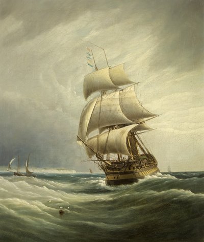 Three-Masted Ship before the Wind by Joseph Walter