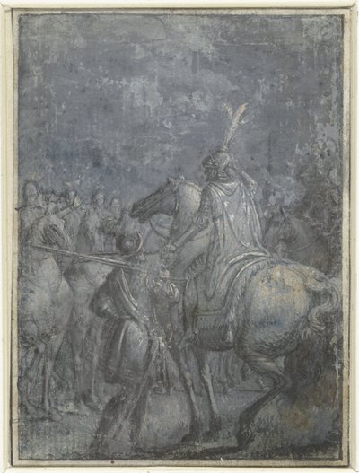 Military Commander on Horseback with Other Riders (Group of Similar Illustrations with Knights and Riders) by Joseph Werner