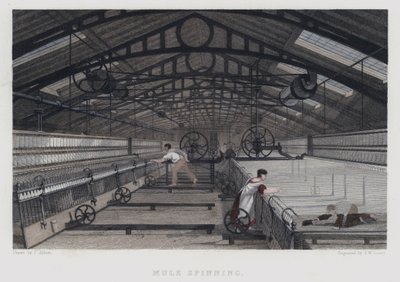 Mule spinning by Joseph Wilson Lowry