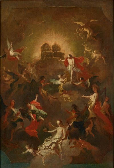 Christ and the Nine Choirs of Angels Await Mary Before His and Her Throne by Joseph Winterhalder d. J.