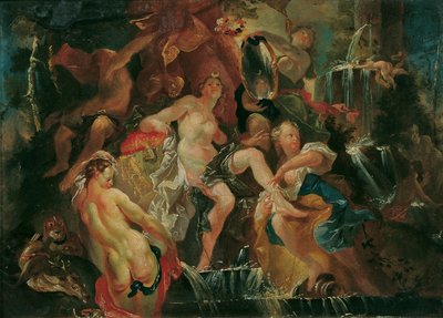 The Bath of Diana (reverse: The Education of the Bacchus Boy) by Joseph Winterhalder d. J.
