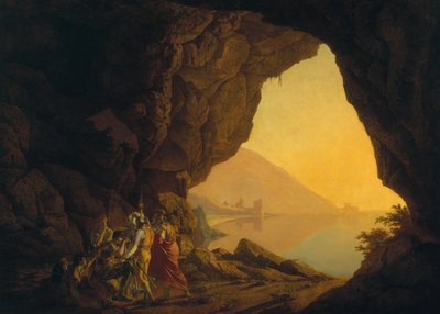 A Grotto in the Kingdom of Naples, with Banditti by Joseph Wright of Derby