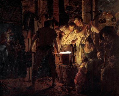 Atelier de Marechal Ferrant in the 18th century by Joseph Wright of Derby (1771) by Joseph Wright of Derby