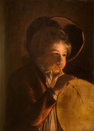 Boy Blowing a Bladder in Candlelight by Joseph Wright of Derby
