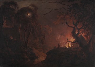 Cottage on Fire at Night by Joseph Wright of Derby