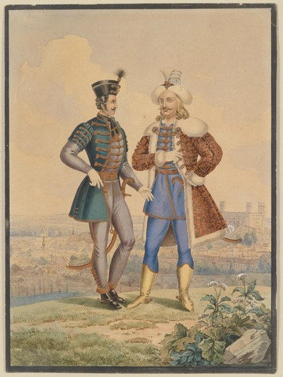 Hussar and Ottoman in Front of a City by Joseph Zahradniczek the Elder