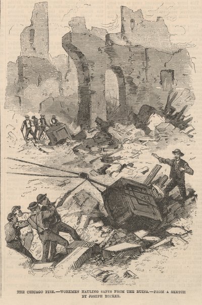 Workmen Hauling Safes from the Ruins, illustration from Frank Leslie
