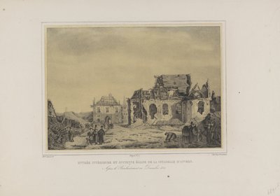 Gate and church in the Citadel of Antwerp, 1832 by Joseph van den Nest