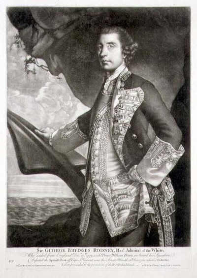 Portrait of Sir George Brydges Rodney (1719-92) Admiral of the White, Engraved by William Dickinson (1746-1823) Pub. by Carington Bowles (fl.1744-93) by Joshua (after) Reynolds