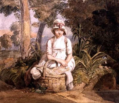 Seated Girl with Bonnet by Joshua Cristall