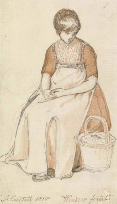 Seated Girl with a Basket by Joshua Cristall